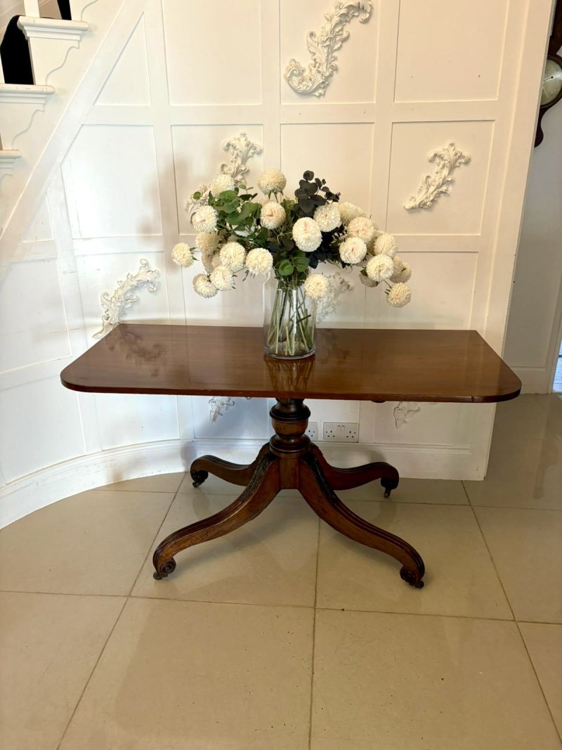 Superb Quality Antique Regency Three-Pillar Mahogany Dining Table